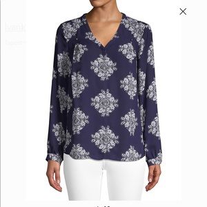Ivanka Tapestry-Print V-Neck Blouse